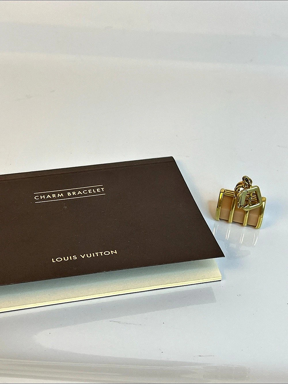Louis Vuitton 18K Yellow Gold Rose Quartz Keepall Charm Bracelet
